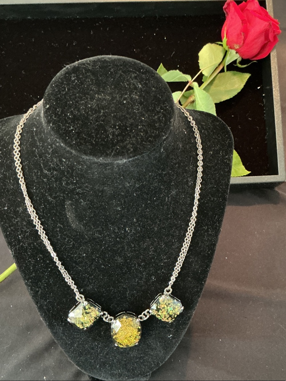 Park Lane Flash Dance Silver Chain Necklace with Yellow-Gold Dangle Stones